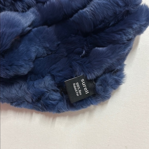 Surell Blue Rex Rabbit Fur Infinity Scarf - Picture 2 of 2